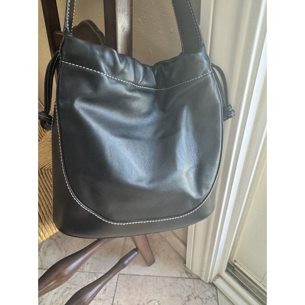 Staud Cinch Leather Drawstring Bag - Picture 2 of 6